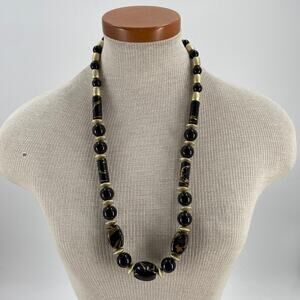 Vintage Black and Gold chunky beaded statement necklace